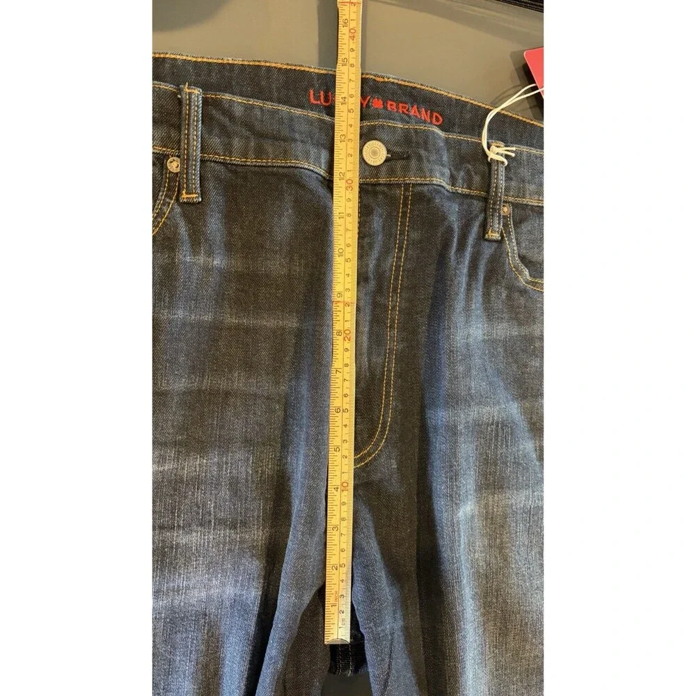 Lucky Brand Mens Straight Fit Dark Wash Blue Denim Jeans 5-Pocket Logo